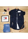 Navy Blue Outluk Casual Wear Plain Full Sleeve Cotton Shirt 001